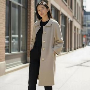 Balmain Paris 100% Cashmere Woven Coat Beige size 4/6